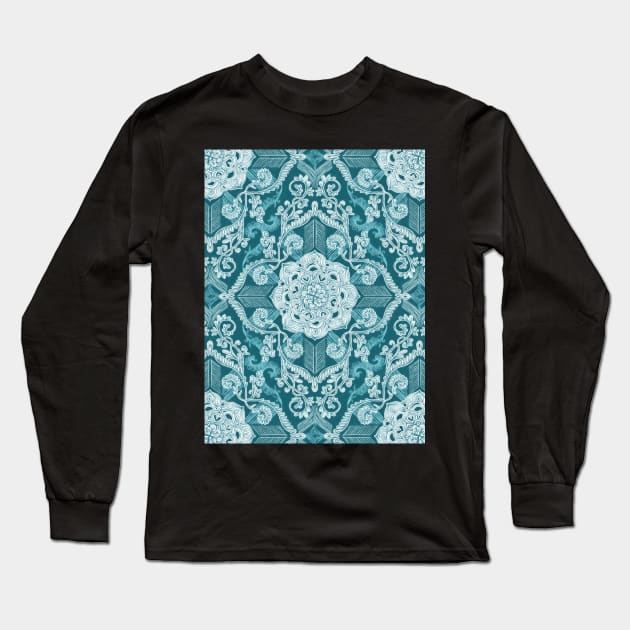 Centered Lace - Teal Long Sleeve T-Shirt by micklyn